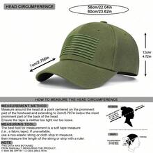 1 pieza Gorra de béisbol ajustable para hombres con bordado de bandera de EE. UU., sombrero casual para exteriores para primavera y otoño - Verde militar - Ver 2