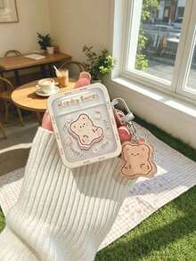 Cute Cookie Bear & Apple Series Earphone Protective Case, Soft Transparent Cartoon Case Compatible With Apple 2 - Multicolor - View 3