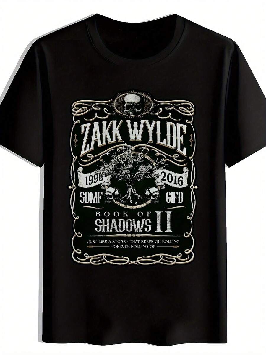 Camiseta con Gráfico de Calavera y Líneas Radiales, Perfecta para el Verano, Versátil, Deportiva, Moderna, de Manga Corta y Cuello Redondo, Top Casual para Uso Diario, Ropa para Hombre. Una camiseta de manga corta adecuada para el hogar, uso diario, fiestas y viajes-perfecta como regalo para amigos o familiares. - Negro - Ver 1