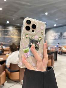 1个可爱猫咪抹茶饮品设计水钻镶边透明抹茶猫印花软壳防震手机壳，圆角全包覆，精准开孔，兼容 17 Pro Max/17 Pro/17/16 Pro Max/16 Pro/16/15 Pro Max/15 Pro/15/14 Pro Max/14 Pro/14/13 Pro Max/13 Pro/13/12 Pro Max/12 Pro/12/11 Pro Max/11 - 彩色 - 查看 8
