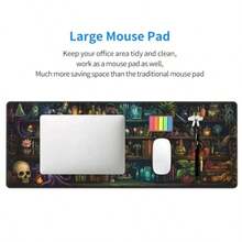 Library Mysterious Mouse Pad XL - Alfombrilla de mouse antideslizante con base de goma antideslizante para computadora portátil y juegos de computadora de 31.5 x 12 pulgadas - Biblioteca misteriosa - Ver 6