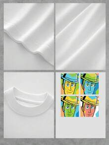 Cheerful Cowboy Face With Hat In Pop Art Style Reflects Free Spirit And Optimism With Vibrant Colors And Positive Energy. Comfortable And Modern Women's T-Shirt For Everyday Wear - White - View 4