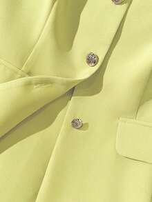Camisa sin mangas de unicolor y estilo minimalista con botones para mujer - Amarillo - Ver 3