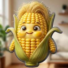 Smiling Corn Cartoon With Green Husk And Silky Tassel Magnet Veggie Joy Keepsake For Fridge Kitchen Kids Room Decor - I - View 2