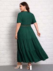 VCAY Vestido con encaje bajo a capas - Verde Oscuro - Ver 6