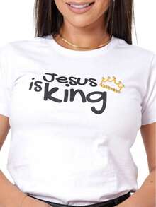 BLUSA FEMININA JESUS IS KING COROA - Branco - Visão 6