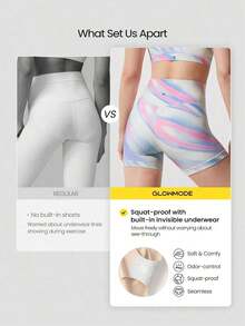 Shorts deportivos cruzados con antideslizante FeatherFit™ de 4.3 pulgadas con shorts interiores sin costuras para bajo impacto, yoga y uso diario en el gimnasio - Multicolor - Ver 2