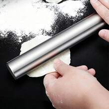 1pc/3pcs Thickened Stainless Steel Rolling Pin - Non-Stick Double-Pointed Dough Roller For Home Kitchen, Baking, Dumpling Wrapper & Pastry Making - Silver - View 2