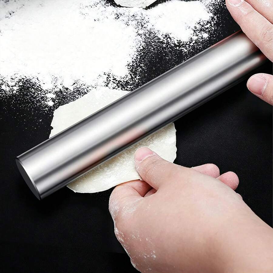 1pc/3pcs Thickened Stainless Steel Rolling Pin - Non-Stick Double-Pointed Dough Roller For Home Kitchen, Baking, Dumpling Wrapper & Pastry Making