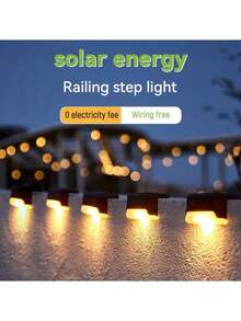 4个/8个/12个/16个太阳能灯1LED壁灯套装，黑色外壳，暖白光/白光，适用于户外花园墙壁、围栏、小路、景观、楼梯等太阳能照明 - 黃色 - 查看 3
