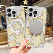 Funda para teléfono: 1 funda para teléfono con purpurina y estrellas, adecuada para Apple  11 12 13 14 15 16 17 Pro Max/Plus/Air. Funda magnética transparente para teléfono móvil, moderna, divertida, linda y a la moda, se puede regalar a amigos. - transparente - Ver 1