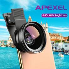 APEXEL 二合一夹式手机镜头套装，0.45倍广角+12.5倍微距镜头——适用于及所有智能手机的手机摄影镜头，是Vlog、照片和视频录制的理想之选。 - 查看 3