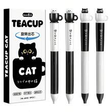 4支装中性猫咪造型创意旋转圆珠笔，0.5mm黑色速干墨水，趣味减压旋转笔芯，硅胶笔套，速干，0.5mm黑色笔尖，适合办公、返校、节日送礼 - 貓筆 - 查看 2