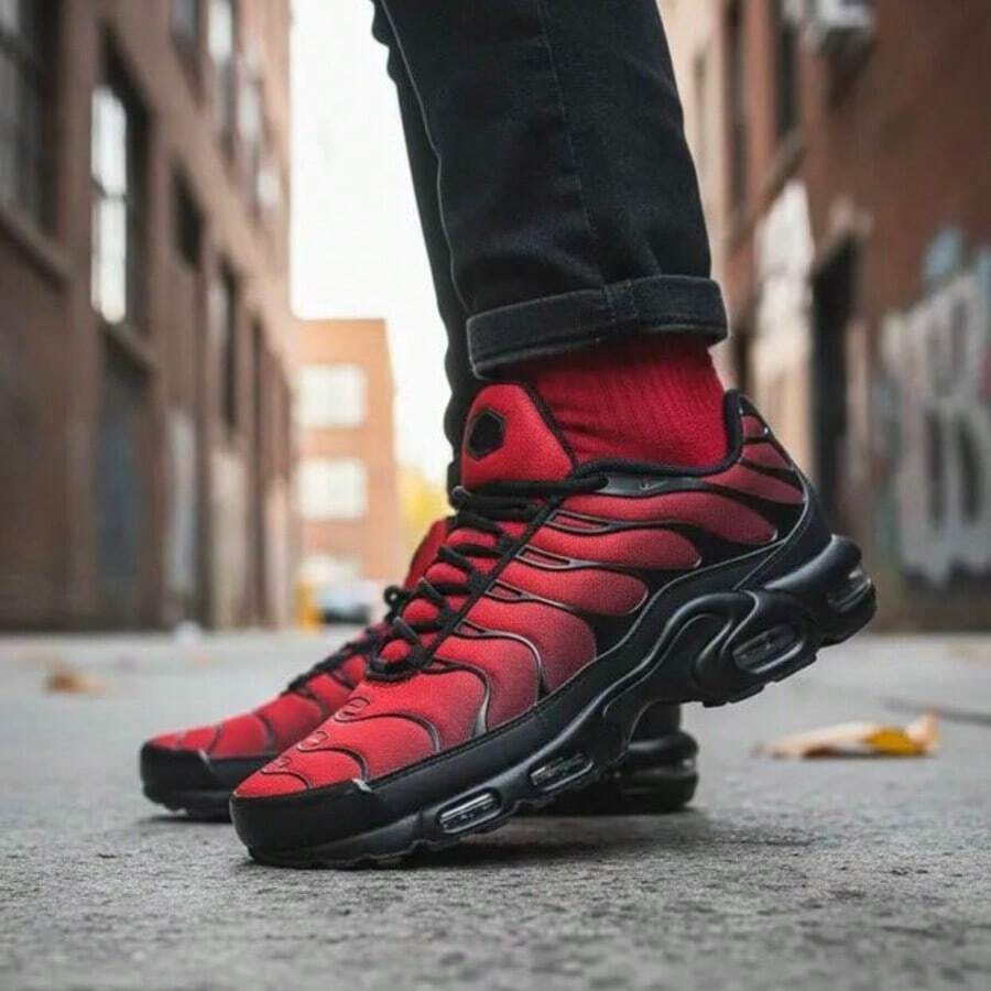 Promotion: TN Plus Vapor Bubble Cushioned Running Shoes, Air Fitness Gym Training, Premium, 24-Hour Shipping, Black And White - 紅色田納西州 - 查看 1