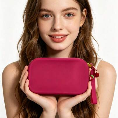 Bolsa de almacenamiento con colgante de fresa, bolsa de silicona impermeable 108#, bolso de mano, portapassaporte, embrague de playa, bolsa de muñeca minimalista, bolsa de recuerdo de boda, bolsa con cremallera organizadora de cables