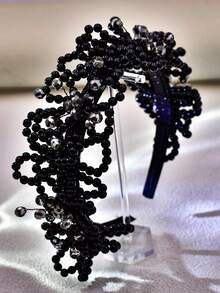 1 pieza Accesorio para el cabello de mujer, Diadema con pedrería, Accesorio para el cabello de novia, Accesorio para el cabello de boda, banquete y baile, Accesorio de boda, Accesorio para el cabello de verano - Negro - Ver 6