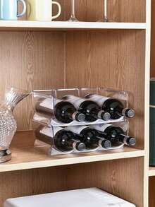 1 pieza/Organizador apilable para botellas de vino tinto, Estante combinable gratis para botellas de agua, Organizador transparente para botellas de agua para gabinete, Estante para vino para organización y almacenamiento en la cocina - Ver 4