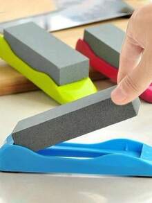 High Hardness Double-Sided Sharpening Stone With Anti-Slip Base - Sharpening Tool Suitable For Kitchen, Automotive And Industrial Use | Sharpening Brick Convenient For Knife Sharpening And Maintenance, Knife Sharpener - Multicolor - View 2