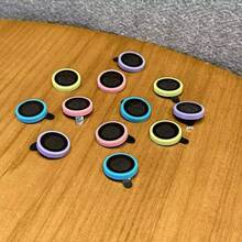 9 piezas Película protectora de lente de cámara multicolor, adecuada para iPhone 11-17 Pro Max y otros modelos, con protección de vidrio templado, diseño de color dopamina, combinación personalizable, protector de lente de cámara trasera - 3 azules + 3 rosas + 3 morados - Ver 8