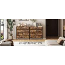 Rustic Brown Ink Black 9 Drawer Chest Storage Unit Steel MDF Bedroom Closet Hallway Living Room Organizer - Rustic Brown + Ink Black - View 4