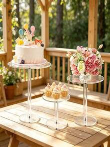 1/3 Piezas Soporte de Pastel de Acrílico, Soporte de Exhibición de Pastel Redondo Transparente para Mesa de Postres, Boda, Evento, Fiesta de Cumpleaños, Pasteles, Pastelerías, Dulces - transparente - Ver 5