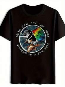 Camiseta con estampado "Somos solo dos almas perdidas nadando en un acuario" - Camiseta unisex de algodón negra, suave y cómoda, ideal para uso diario - Un regalo ideal para amigos, salidas de ocio o festivales de música, en stock en tiendas comunitarias locales, - Negro - Ver 1