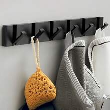 1pc Wall-Mounted Coat Rack, Black Metal Vertical Hat Rack, Floating Garment Hooks Suitable For Coats/Bags/Scarves, Entryway/Office/Hallway/Bathroom Storage Rack - Multicolor - View 14