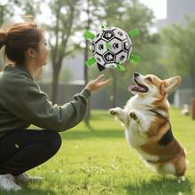 大型犬用足球玩具，带编织带，室内/室外拔河游戏，紫黑相间，适合小型/中型/大型犬，附带气泵，耐啃咬互动球，适合所有犬种，户外捡球和拔河游戏，防滑设计，结构坚固，宠物主人专属，狗狗用品，宠物礼物，节日礼物，新年礼物，复活节礼物 - 彩色 - 查看 6