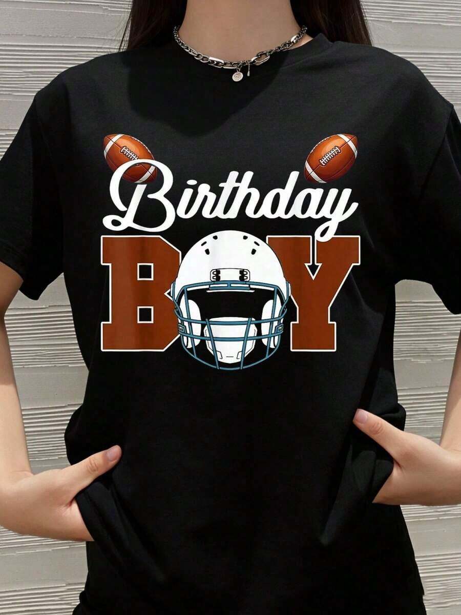 Camiseta de Fútbol para Niños y Adolescentes, Regalo para Fiesta de Cumpleaños con Temática de Fútbol, para Celebración de Fanáticos del Fútbol - Negro - Ver 1