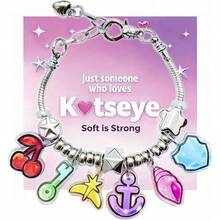 Bracelets Inspired By KATSEYE Merch For Fans, Guardian Shield, Limitless Key, Stellar Tiara, Dual Cherry, Dream Anchor, Soothing Shell With Pink K-Pop Style Card For Concert Outfits Gifts - 6,3-8,3 inch - Xem 1