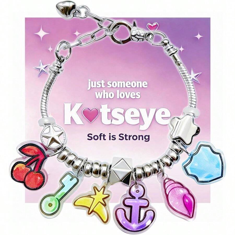 Bracelets Inspired By KATSEYE Merch For Fans, Guardian Shield, Limitless Key, Stellar Tiara, Dual Cherry, Dream Anchor, Soothing Shell With Pink K-Pop Style Card For Concert Outfits Gifts - 6,3-8,3 inch - Xem 1