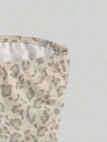 Top bandeau ajustado minimalista casual de mujer, bajo asimétrico, estampado de lunares, conjunto de verano - Multicolor - Ver 4