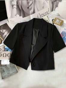 Chaqueta corta casual y de oficina para mujer - Negro - Ver 6