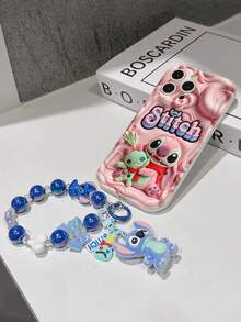 Disney Has Authorized, Phone Case - Chain Set, The Stitch Lilo & Stitch 3D Phone Case Plus A Silicone 3D Stitch Bracelet With Metallic Ring Removable Bracelet, Stitch And Angel Pattern, Compatible With Iphone17/16/15/14/13/12/11/XS/XR/X Plus Pro Max, A Stylish Cartoon Phone Case, The Perfect Gift Choice, Phone Protection, Durable Phone Cover, Great Gift For Friends And Family. - 白色 - 查看 5