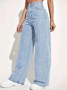 Jeans de pierna recta de color claro para adolescentes - Lavado ligero - Ver 5