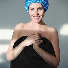1/5/10pcs Disposable Women's Adjustable Closure Non-Woven Fabric Sauna Bathrobe - Black - View 3
