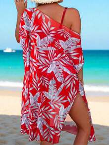 Swim Lushoire Tankini con estampado de plantas - Rojo - Ver 2