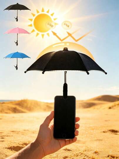 Portable Phone Holder Umbrella, Waterproof Anti-Glare Cute Parasol With Phone Holder, UV Protection Mini Umbrella, Suitable For Light Rain, Universal Phone Sun Visor, Outdoor Anti-Glare Phone Sun Shade, Travel Essential, Fitness & Study Accessory, Summer Essential, Holiday & Camping Necessity