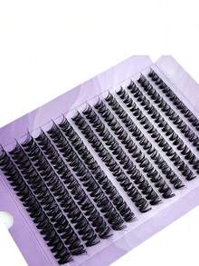 DIY Individual Cluster Lashes 14 Rows 280 Clusters 0.05mm 3D Russian Volume 80 Roots 9-16mm Mixed Faux Mink Lashes Purple Box - DD - View 2