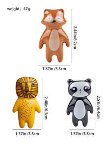 1pc Cartoon Animal Ceramic Cabinet Knob, Cute Children's Room Decor Single Hole Ceramic Vintage Drawer Pull - Multicolor - View 7