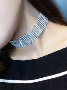 1pc Sparkling Rhinestone Choker Necklace Suitable For Women Wedding Party Daily Wear - Colorful - View 2