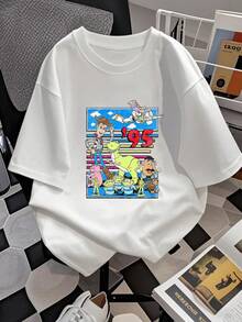 Colorful Retro Graphic Inspired By Animated Toy Adventures With Classic Characters And The Number 95 Evoking Nostalgic Fun. Comfortable And Casual Women's T-Shirt For Everyday Wear. - 白色 - 查看 2