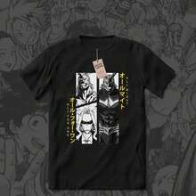 Camiseta de algodón POLO ANIME M1y Hero Academia ALLMIGHT de 220 g, manga corta, para hombre y mujer. Tejido grueso, resistente a las arrugas y que no se deforma fácilmente. Estilo sencillo y versátil, ligero y transpirable, perfecto para ir al trabajo, viajar, acampar, ir de compras y para el tiempo libre diario. - Negro - Ver 1