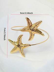Fashion Casual Starfish Arm Cuff Bracelet, Suitable For Beach Vacation Women's Accessory, European And American Style Long Arm Chain, Star-Shaped Arm Cuff, High-End Exquisite Bracelet Accessory, Multi-Functional Open Arm Cuff, Suitable For Beach Vacation, Birthday Party, Gift For Friends And Family - Multicolor - View 7