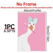 1/4 件装帆布墙画海报，适用于房间家居装饰，美观实用，可选画框，可用于房间装饰、卧室装饰、婴儿房装饰、客厅装饰、办公室装饰。粉色鹅浴室墙贴套装：可爱的儿童浴室装饰，包含浴缸、卫生纸卷和牙刷等趣味浴室图案。 - 彩色 - 查看 12