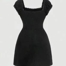 MOD Colorful Floral Embroidered Shell Sleeve Black Plus Size Mini Dress,Summer Outfits For Women ,Beach Outfits For Woman,Festival Outfits For Women,Birthday Dresses For Women - Negro - Ver 4