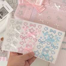 Calcomanías autoadhesivas de perlas y diamante de imitación, formas lindas de corazón/nota musical/estrella para scrapbooking, tarjetas fotográficas, envoltura de regalos y decoración de fiestas - Multicolor - Ver 22