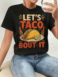 ofertas y liquidacionesPlayera Para Mujer,Día De Cinco De Mayo, Tacos, Camiseta Gráfica - Let's Taco Bout It Stickerplayera de hombretops sudaderas para mujer Y2k Camiseta Camisa De - Negro - Ver 9
