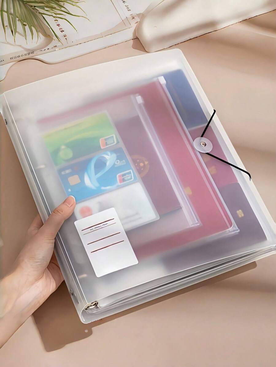 1set-Waterproof Document Organizer Folder Set, Clear Expanding File Bag With Pockets For Birth Certificates, Household,Stationery Supplies,School Supplies,Back To School Essentials,Stationery Set Adult