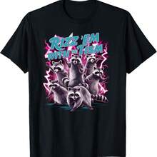 Rizzem With The Tism Funny Raccoon Trending Meme T-Shirt - Black - View 1